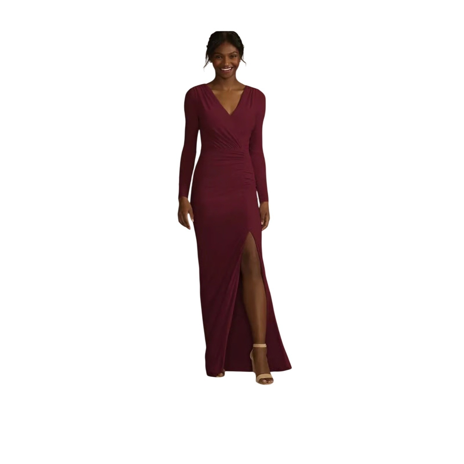 David's Bridal Women +20 Long Sleeve Jersey Dress Bridesmaid Mother Of The Bride
